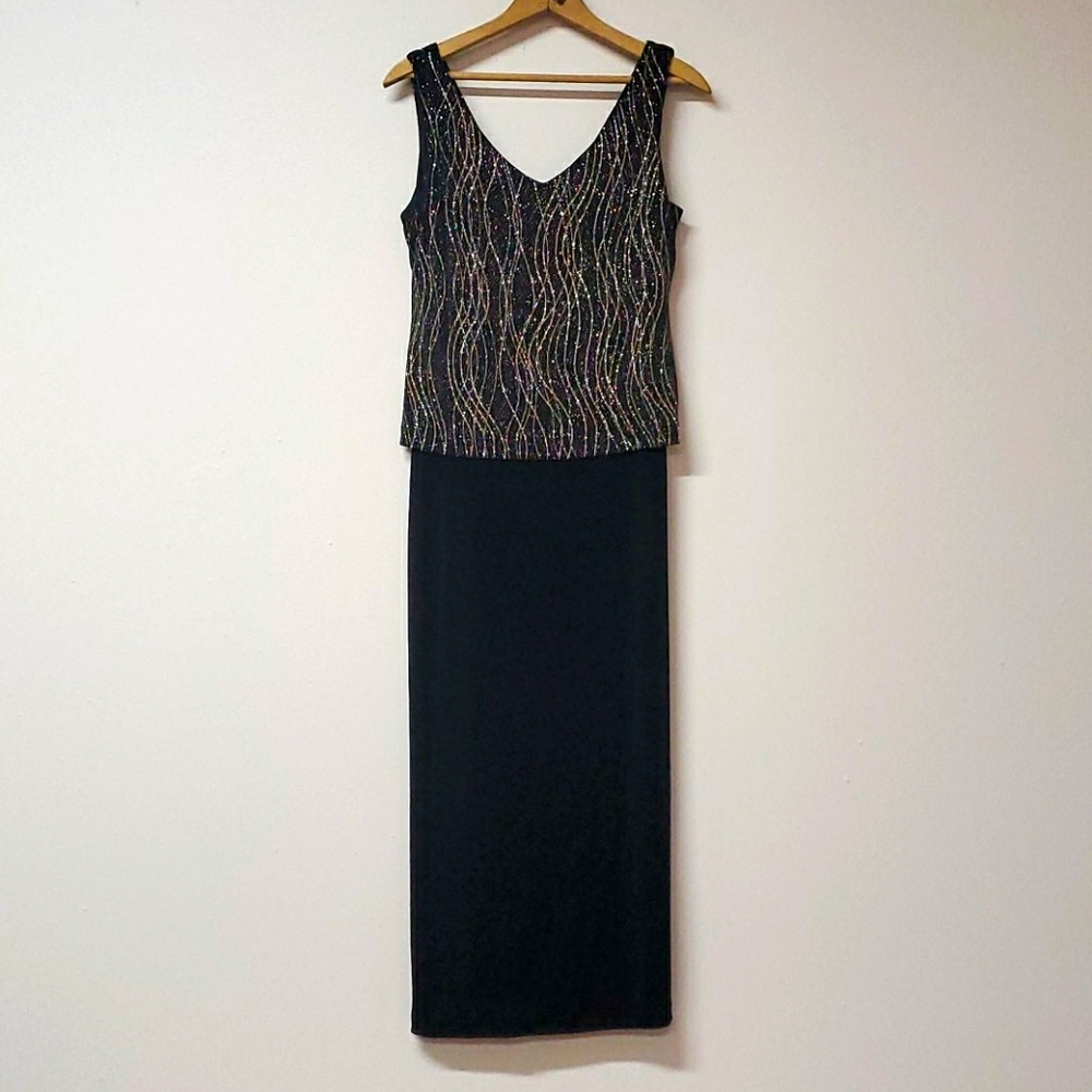 Vintage 90s black dress/jacket with gold detail
